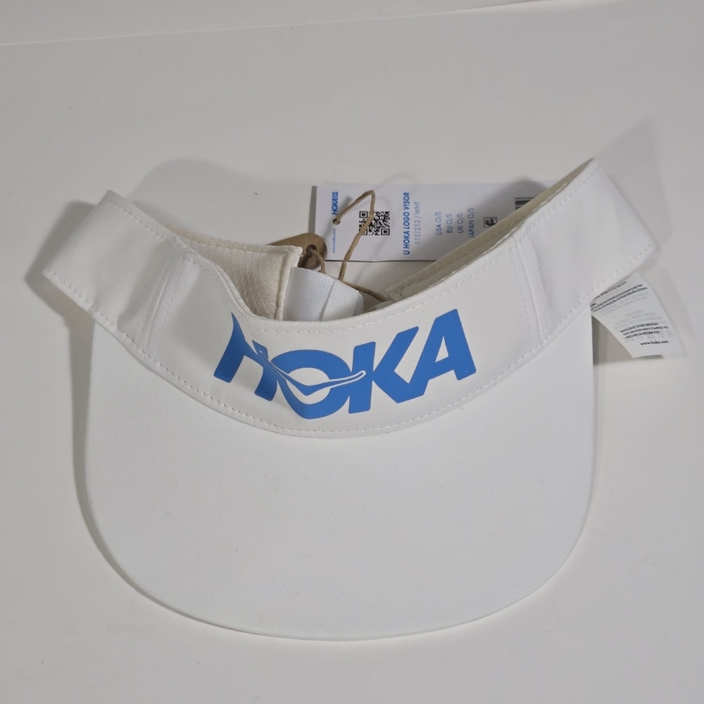Hoka White Visor with Blue Logo